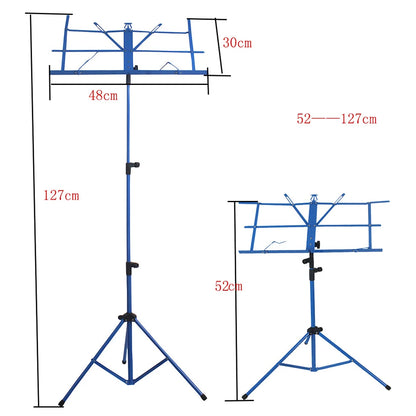 Foldable Music Sheet Tripod Stand Stainless Steel Desktop Music Stand Adjustable Holder with Bag Musical Instrument Accessories