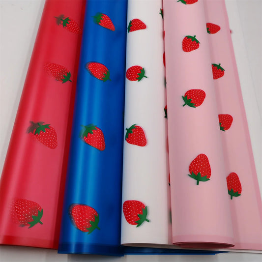 5sheets Flower Wrapping Paper Korean Style Strawberry Gift Rose Packing Florist Bouquet Wrapping Material