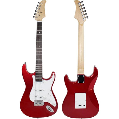 Electric Guitar Full Size With Amp, Case And Accessories Pack Beginner Starter Package, Metallic Red