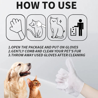 Cleaning Wipes Gloves for Dog and Cat,Pet Bathing Wipes Cleaning & Deodorizing,Dog Wipes for Body Paws Butt Daily Care,Cat Groom