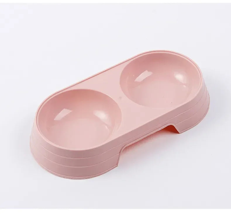 Dogs and Cats Feeding Double Bowl Macarons Plastic Feeding Bowl Double Bowl Pet B owl Drinking Water Feeding