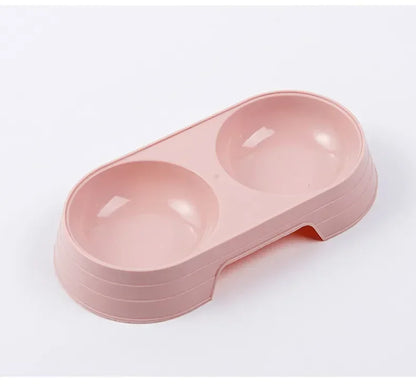 Dogs and Cats Feeding Double Bowl Macarons Plastic Feeding Bowl Double Bowl Pet B owl Drinking Water Feeding