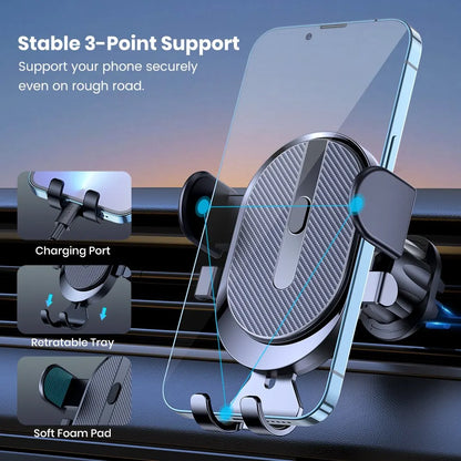 Gravity Car Phone Holder 360Rotation Carbon Fiber Car Mobile Phone Bracket Car Air Outlet Clip Navigation Mounts Car Accessories