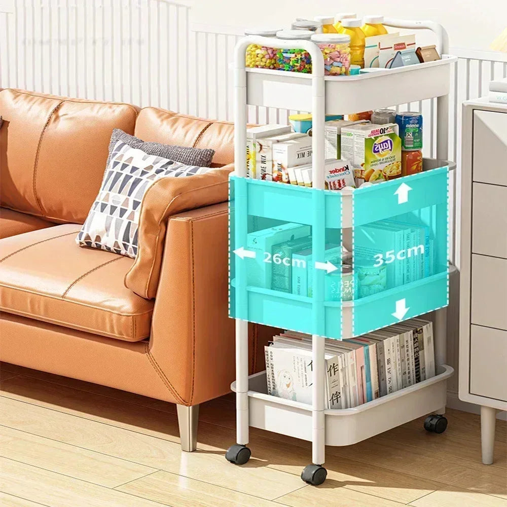 Hot Household Multi-layer Small Cart Storage Rack Floor To Floor Kitchen Bedroom Bathroom Storage Rack Storage Rack With Wheels