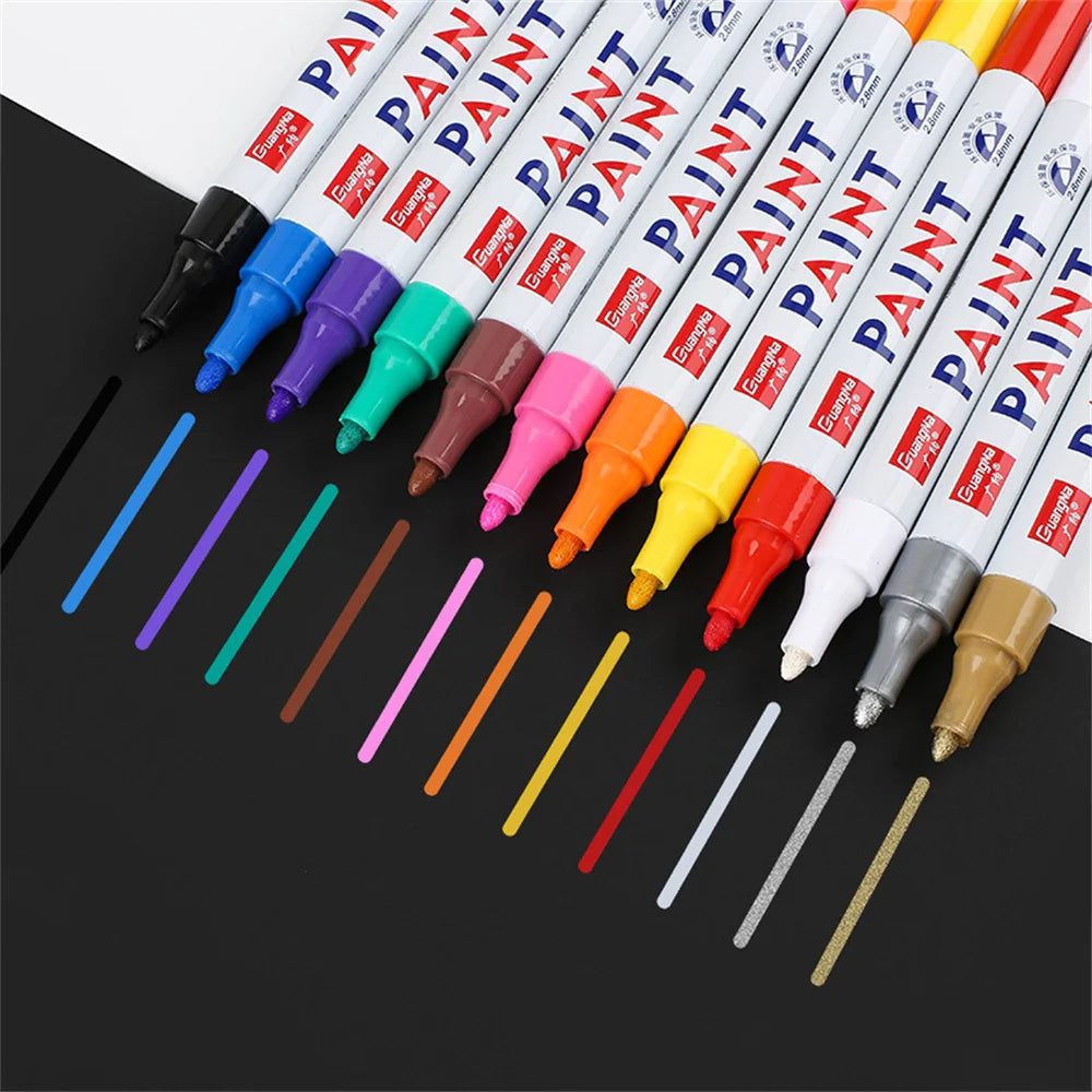 Paint Permanent Marker Pen Painting Oily Stationery Pen Waterproof Lasting White Markers Tire Tread Rubber Fabric Paint Marker