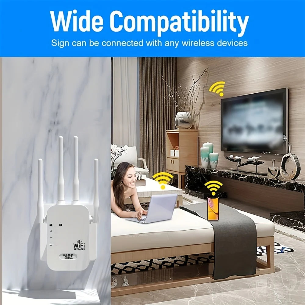 WiFi Repeater Wireless WIFI Extende WiFi Booster 2.4G/5G Dual-band 1200Mbps Network Amplifier Long Range Signal WiFi Router