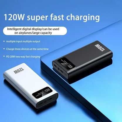 200000MAH 120W Power Bank Super Fast Charging Battery High Capacity Digital Display Power Bank For iphone 15 14 Samsung Huawei