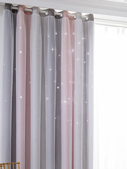 Blackout Kids Curtains for Bedroom Thermal Insulated Silver Twinkle Star Curtains for Boys Antique Grommet Top Window Treatment