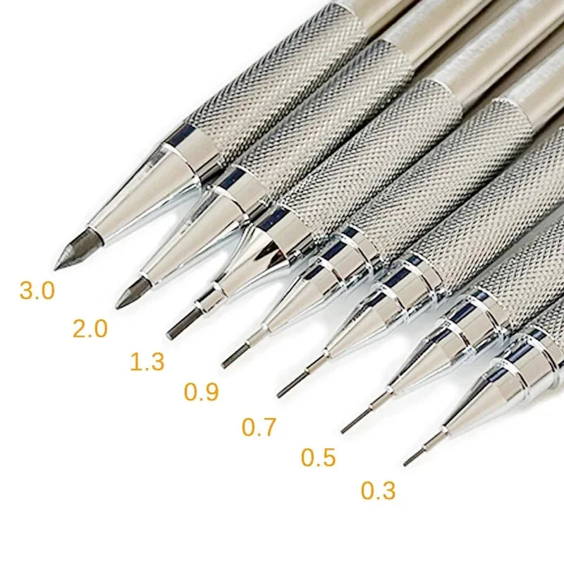 0.3 0.5 0.7 0.9 1.3 2.0mm Mechanical Pencil Set Full Metal Art Drawing Painting Automatic Pencil with Leads Office School Supply