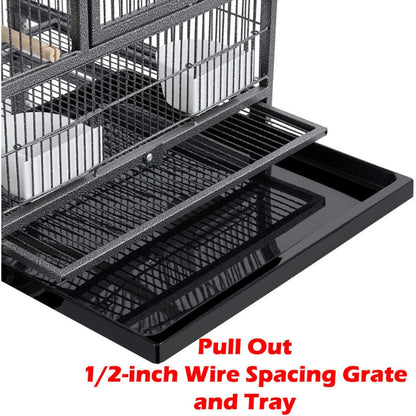 US 42" Stackable Divided Breeder Bird Rolling Cage Breeding Nest Doors Canaries Fin