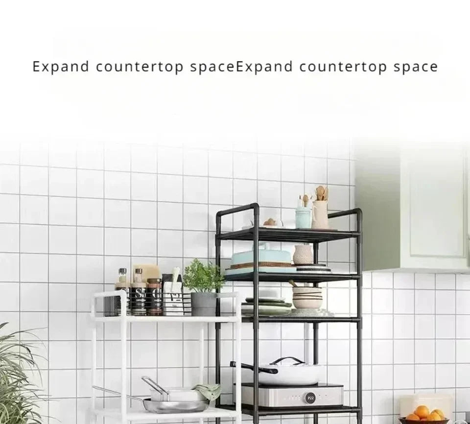 Storage Multilevel Kitchen Rack Panel Microwave Floor Rack Multilevel Kitchen Storage Rack With Pulleys For ToolHousehold Carts