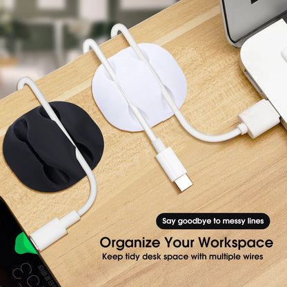 10/1Pcs Self-adhesive Cable Clips Silicone USB Cable Holder Organizer Wire Cord Management Clips for Home Office Desktop Tidy