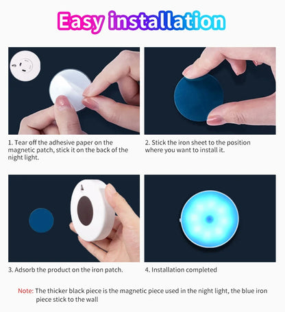 BANDIAN Bedroom Night Smart Motion Sensor Light USB LED Switch Rechargeable Light Kitchen Hallway Room