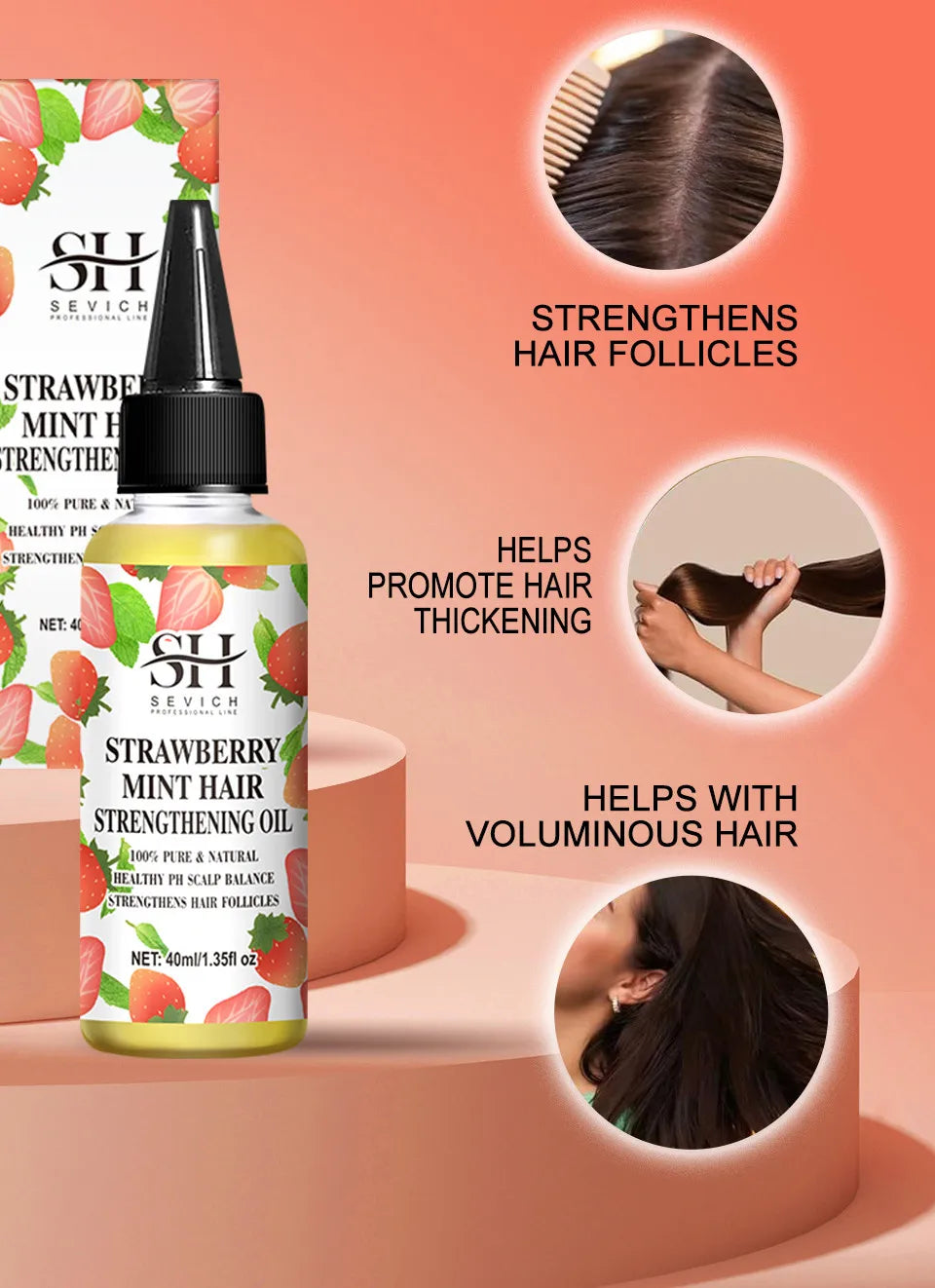 Strawberry Hair Growth Oil Hair Care Essence Repair Hairs Damaged Care Treatment Strengthening Moisturizing Oil Anti Hair loss