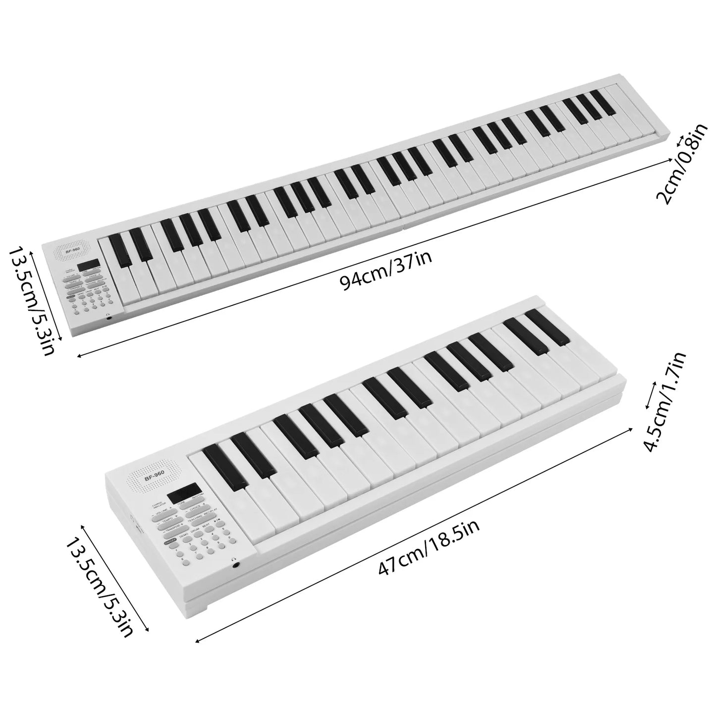 61-Key Foldable Electronic Piano Multifunctional Electronic Piano Keyboard LED Display Rechargeable Battery for Beginners