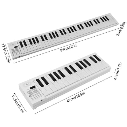 61-Key Foldable Electronic Piano Multifunctional Electronic Piano Keyboard LED Display Rechargeable Battery for Beginners