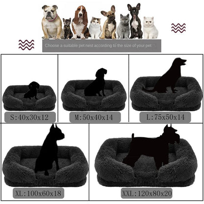 Large Dog Bed Dog Plush Pet Bed Winter Thickened Pad Dog Sleeping Bed Sofa Removable Pad Dog Small Large Dog square kennel