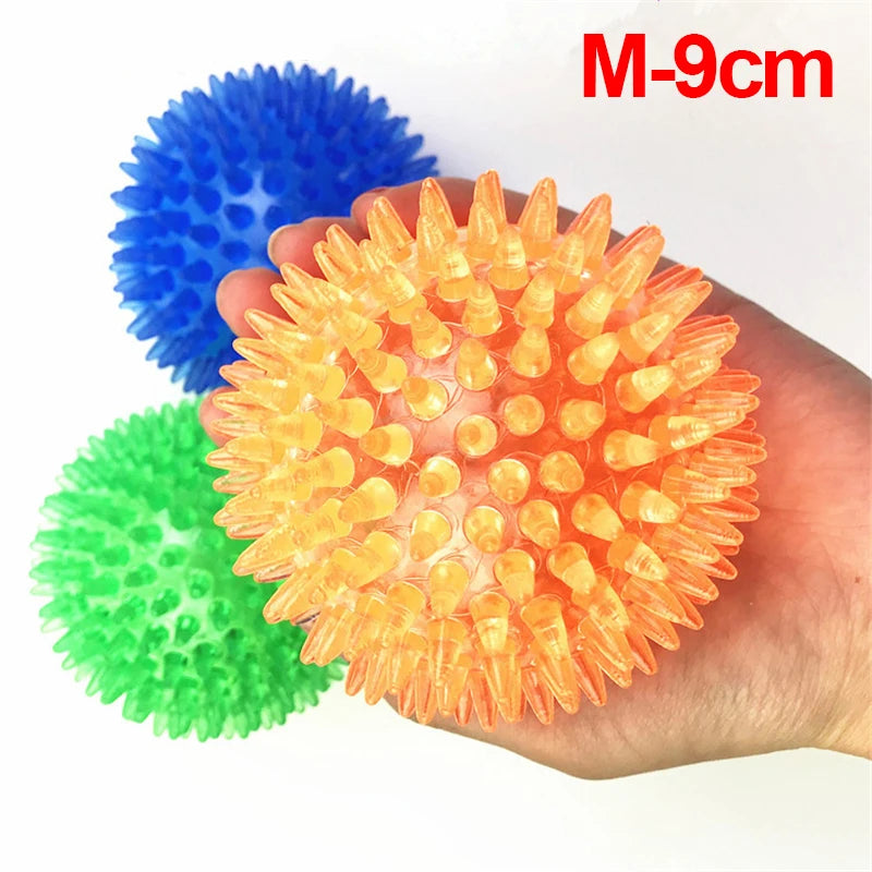 Pet Dog Toys Cat Puppy Sounding Toy Polka Squeaky Tooth Cleaning Ball TPR Training Pet Teeth Chewing Toy Thorn Balls Accessories