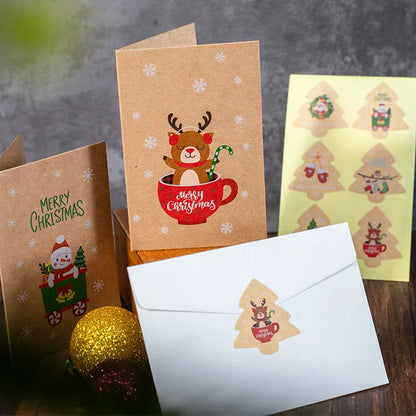 10.5x7.2cm Merry Chritmas Greeting Cards Envelope Xmas Gifts Card DIY Folding Paper Card Invitations Gifts Postcard New Year