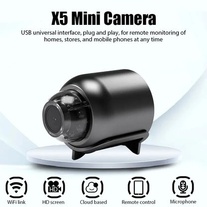 New X5 Mini Camera 1080P HD Surveillance WiFi Camera Security Monitor IP Cam Anti-theft Remote Audio Video for APP Recorder