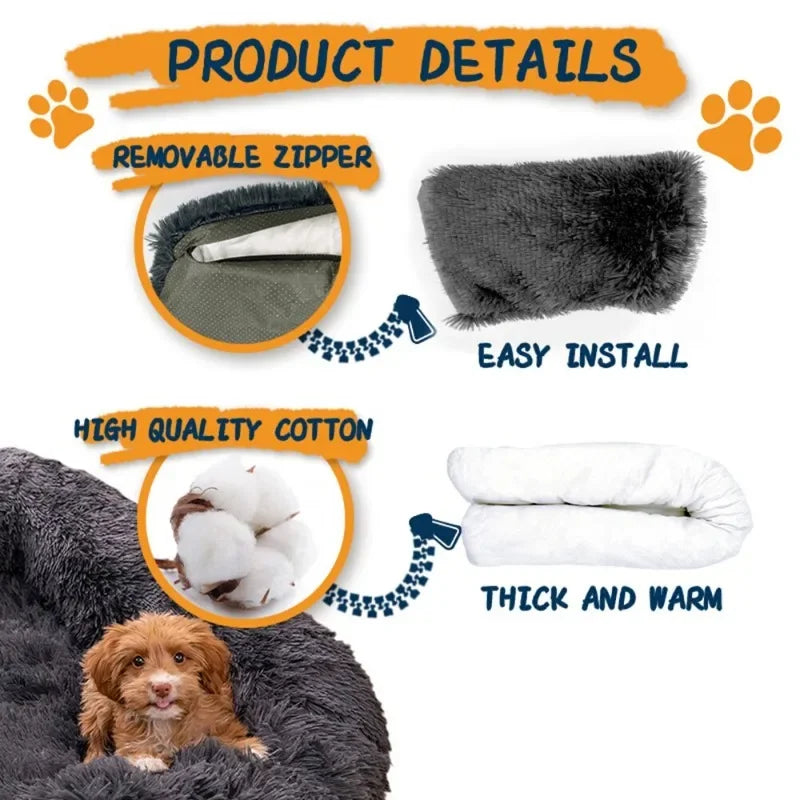 Pet Sofa Bed Removable Waterproof Upholstered Sofa Pet Long Plush Winter Warm Kennel Washable Soft Furniture Protector Mats