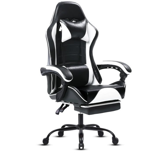 Ergonomic Gaming Chair with Footrest, PU Leather Video Game Chairs for Adults, Reclining Gamer Chair Office Chair