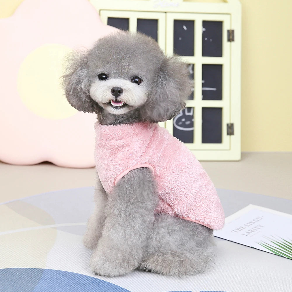 Soft Coral Fleece Pet Clothes Warm Dog Vest Coat Cute Puppy Sweater Cat Apparel For Chihuahua Yorkie Terrier Shih Tzu Pet Outfit