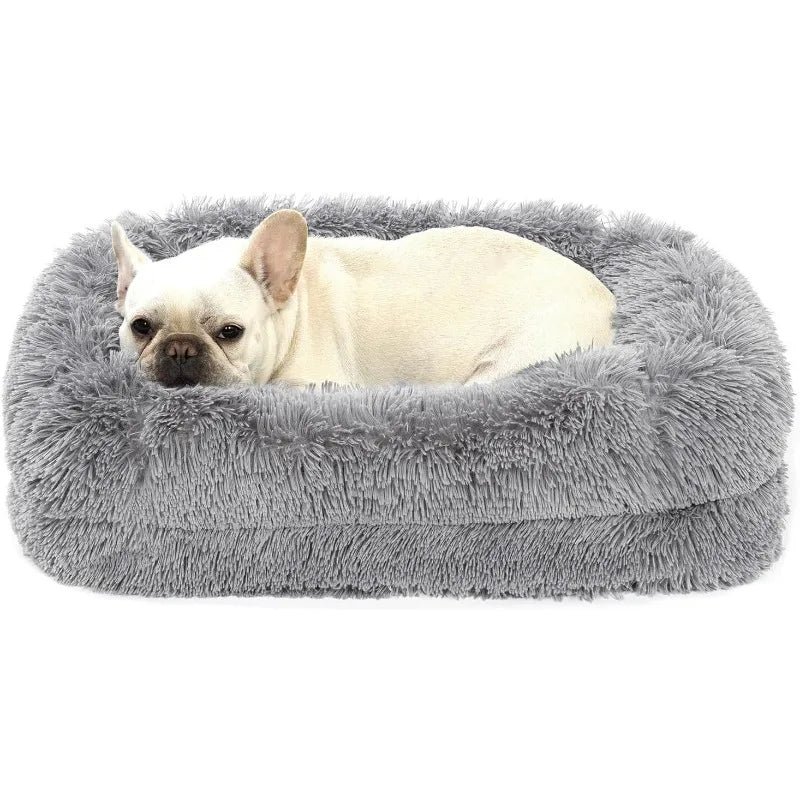 2 in 1 Calming Dog Beds for Large Dogs, Dual Layer Orthopedic Egg Crate Foam & Memory Foam Faux Fur Shag Pet Mattress