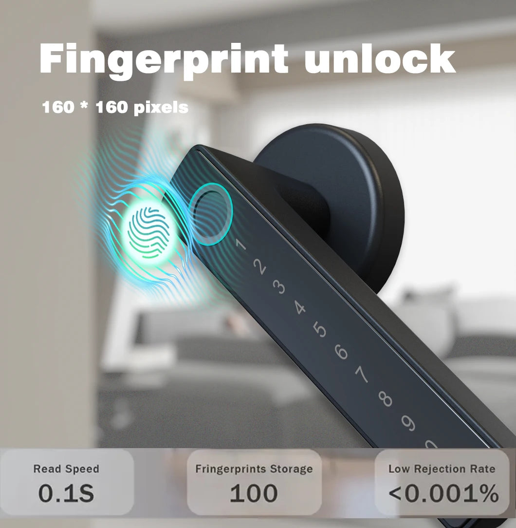 WINFREE Smart Lock Tuya Bluetooth Keyless Access Office Home Fingerprint Lock Voice Control Alexa Google Assistant