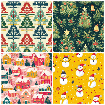 24Sheets Merry Christmas Scrapbook Paper Pad for Journaling DIY Arts,Craft Snowflake,Santa Pattern Christmas Gift Wrapping Paper