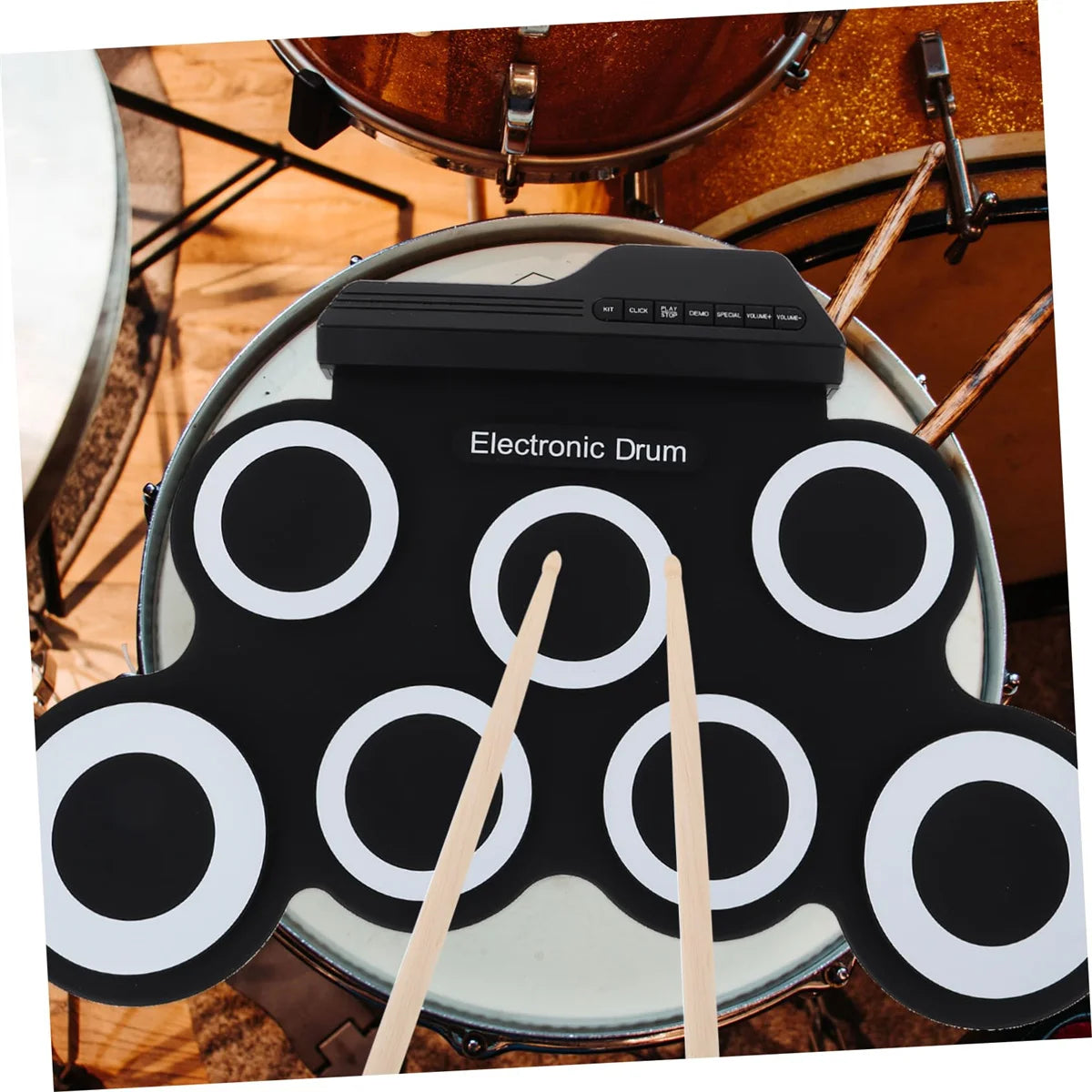 Electronic Drum Set Foldable Music Drums USB Silicone Drum Portable Practice Drums USB Pad Portable Practice Drums Kit with Drum