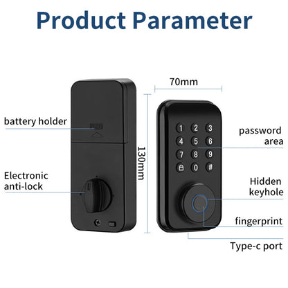 RAYKUBE DS02 Tuya Smart Fingerprint Deadbolt Electric Lock with Latch Auto Lock Key/Password/ Tuya APP Unlock Delivery From USA.