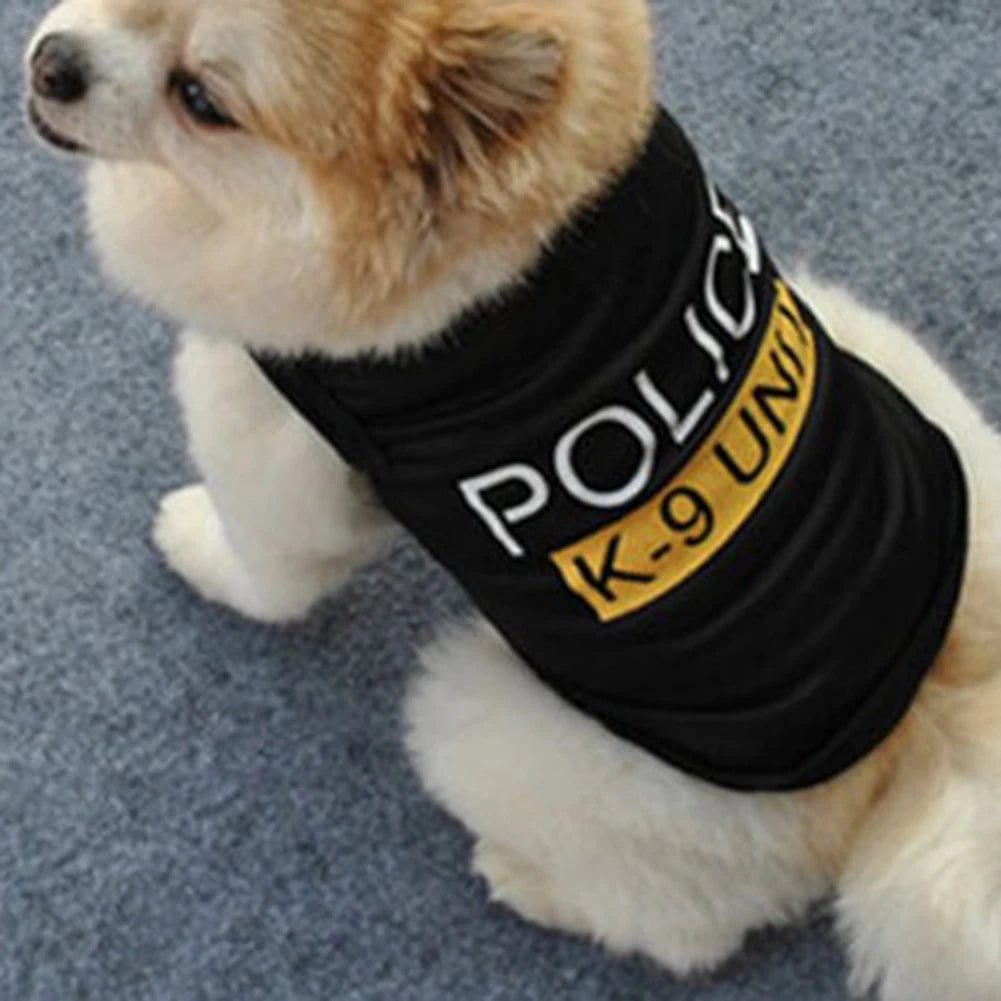 Police Suit Cosplay Dog Clothes Black Elastic Vest Puppy T-Shirt Coat Accessories Apparel Costumes  Pet Clothes for Dogs Cats