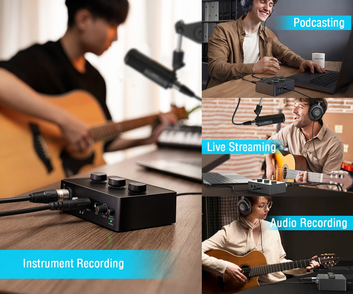 FIFINE Podcast Kit with Dynamic Mic/Sound Card, All-in-one Studio Set with Audio Mixer for PC Instrument Recording Streaming-KS6