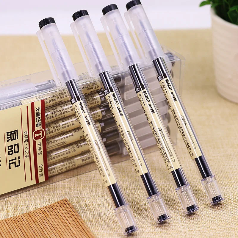 12pcs/Lot Japan Fine Point Pen 0.35mm Black Blue Red Ink Gel Pen Ballpoint Pen School Office Student Writing Stationery Supply