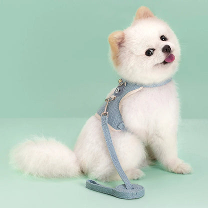 Cute Pet Harness Leash Set for Small Mid Dogs Cat Walking Lead Chihuahua Bunny Vest Harness Poodle Collar Leash Dog Accessories