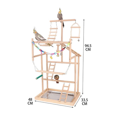 Parrot Playground Parrot Perch Stand Fitness Bird Activity Climb Wooden Parrot Stand Birdcage Accessories for Parakeet Budgie