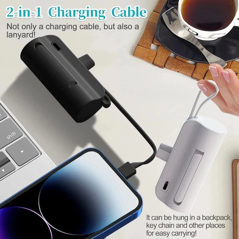 New 10000mAh Power Bank Portable Pocket Battery Charger Cases with Cable Power Bank Plug Play Type-C for iPhone Samsung Xiaomi