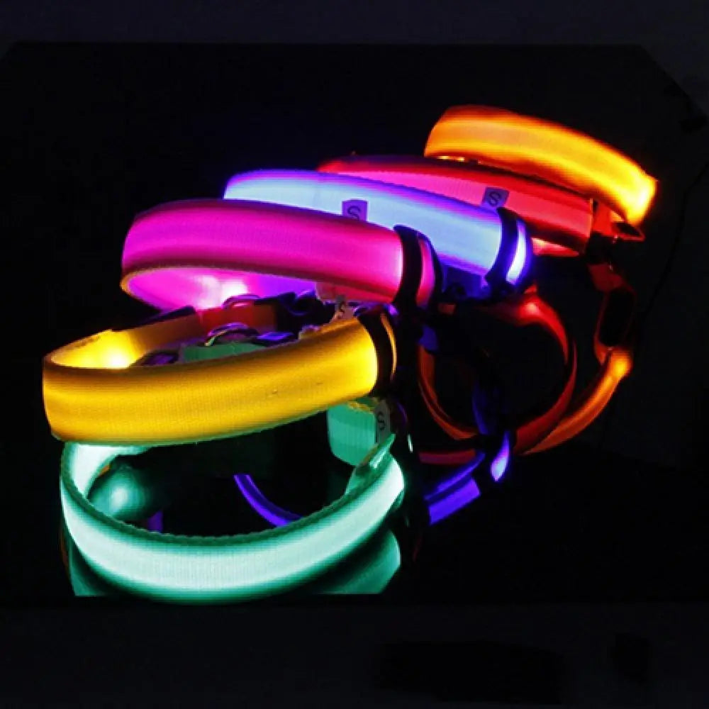 LED Dog Anti-lost Collar Pet Collar Glowing Luminous LED Night Light For Small Medium Large Dogs Collars Leads Safety Necklace