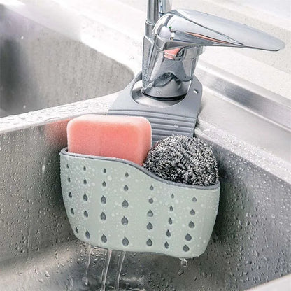 Sink Draining Hanging Basket Adjustable Kitchen Accessories Rubber Sink Bag Soap Sponge Shelf Faucet Holder for Bathroom 1PC