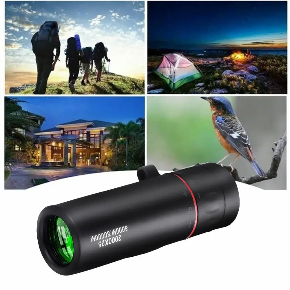 2000x25 HD Monocular Telescope with Phone Camera Adapter for Bird Watching Hunting Hiking Camping Wildlife