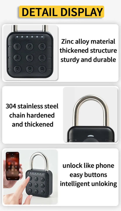 Tuya Bluetooth Smart Biometric Fingerprint Door Lock Keyless Quick Unlock Anti Theft Padlock IP67 Waterproof Home Travel Securit