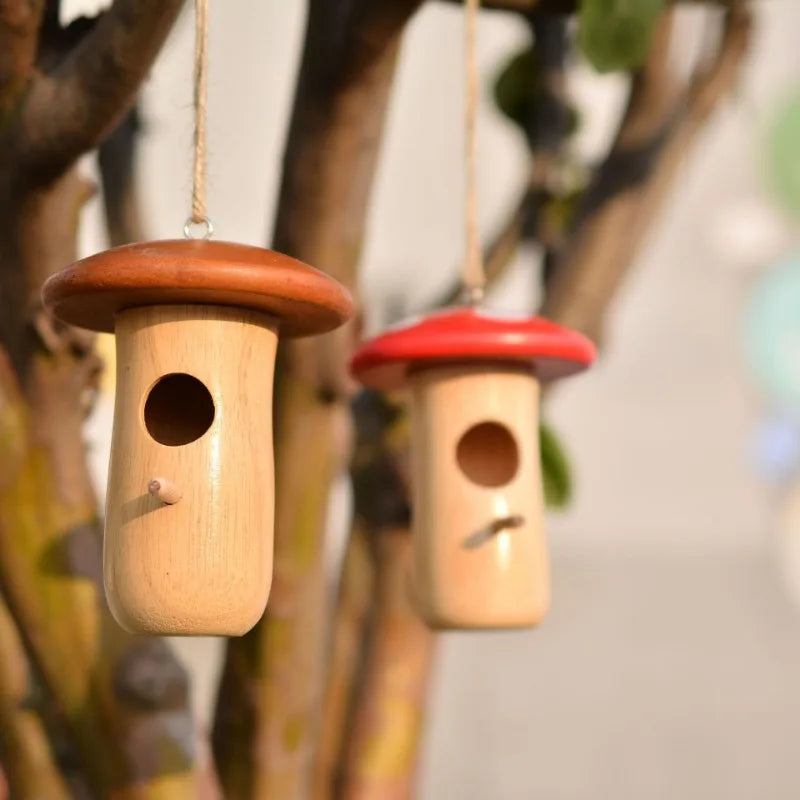 1Pc Outdoor Hummingbird House Natural Wooden Hanging Hummingbird Nest Wild Bird Feeder Outdoor Garden Yard Wooden Hanging Crafts