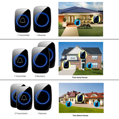 New Home Welcome Doorbell  Intelligent Wireless Doorbell Waterproof 150M Remote EU AU UK US Plug smart Door Bell Chime