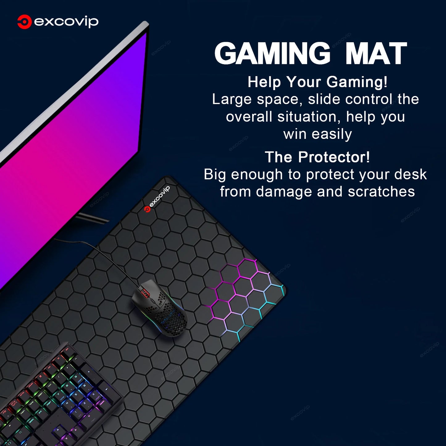 EXCO Gaming Mouse Pad Large with Stitched Edge Non-Slip Rubber Base Extended Desk Mat Keyboard Mousepad for Office Home Computer