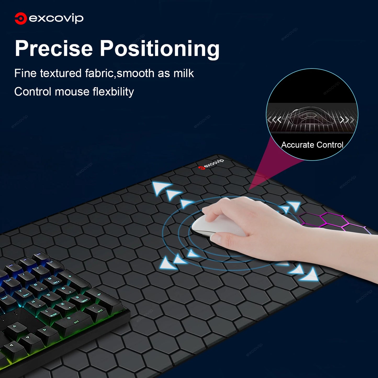 EXCO Gaming Mouse Pad Large with Stitched Edge Non-Slip Rubber Base Extended Desk Mat Keyboard Mousepad for Office Home Computer