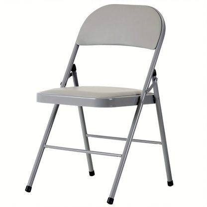 6 Pack Gray Folding Chairs with PU Upholstered Seat and Backrest for Home and Office, Commercial Steel Frame Upholstered Folding