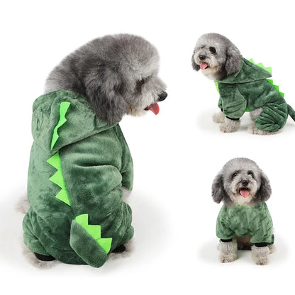 Thickened Flannel Costume for Pet, Warm Role Play, Tiger Dinosaur Costume, Monochromatic, Cat and Dog Clothing Autumn and Winter