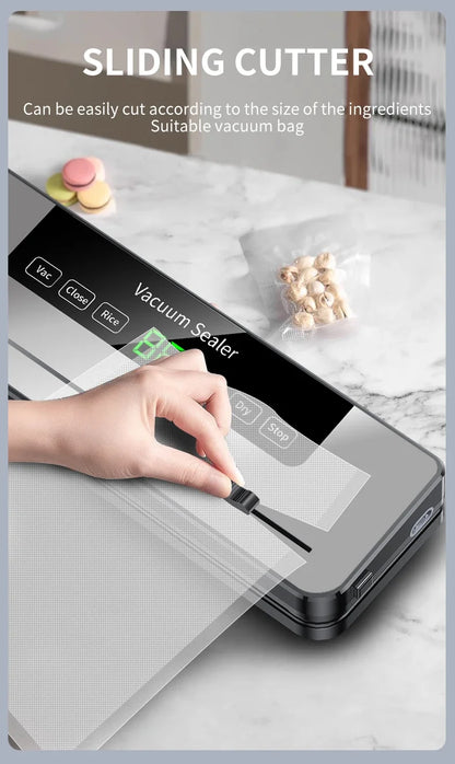 Electric Vacuum Sealer Built-In Cutter Knife Dry/Wet Food Sealed Packaging Kitchen Food Storage Seal Touch Key With 10pcs Bags