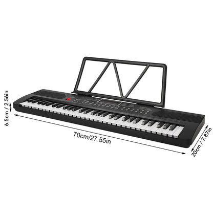 Electric Keyboard Piano Plastic Professional Electric Piano with Microphone Audio Cable Sheet Music Stand for Beginner